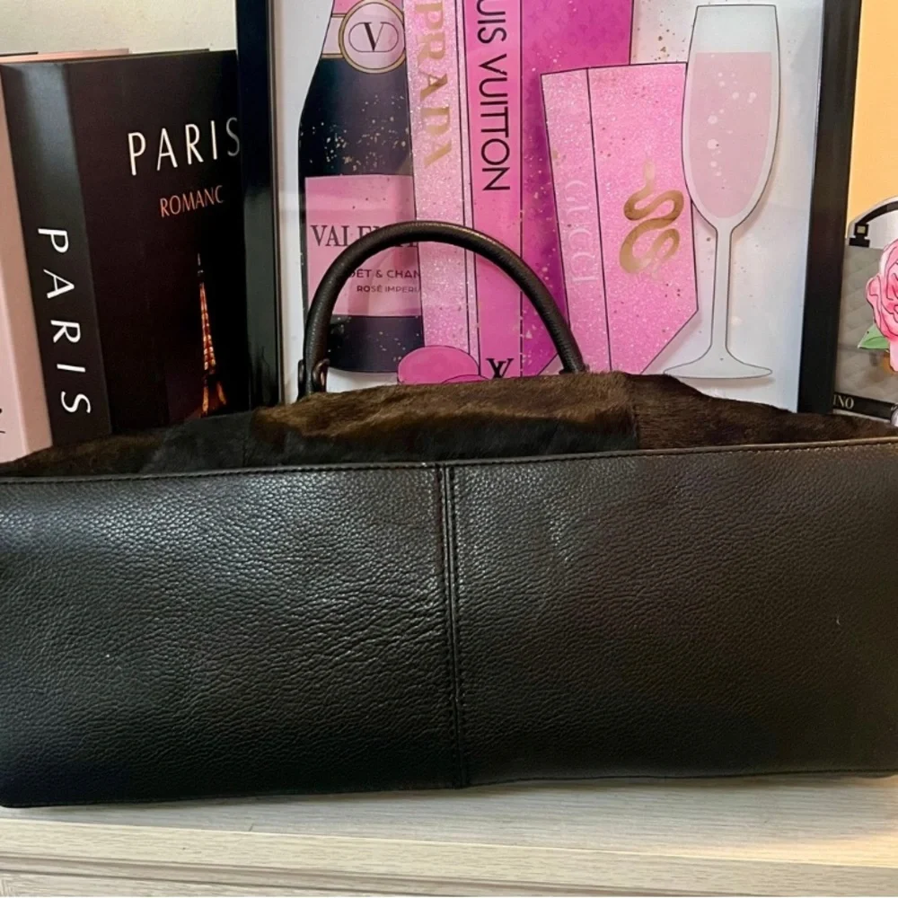 STEVEN by Steve Madden Haircalf & Leather Studded Satchel Crossbody Rare - Picture 4 of 7